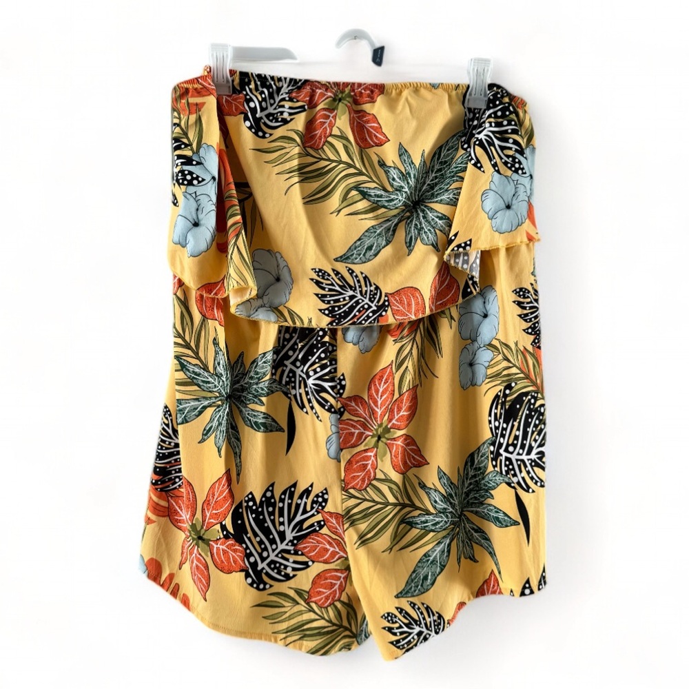 SHEIN Curve Yellow Tropical Sleeveless Romper Women’s Size 4X